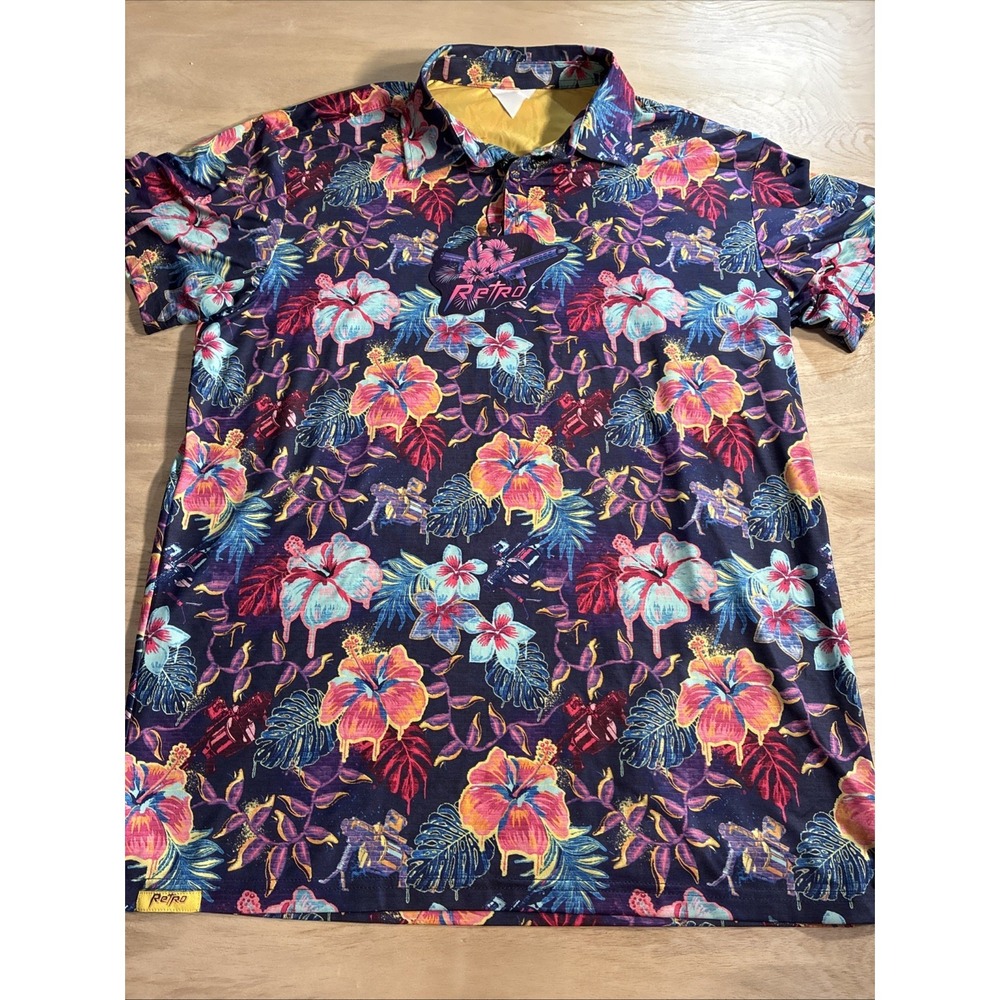 RETRO RIFLE " HAWAIIAN DRIP" Men's Large Performance Golf Polo